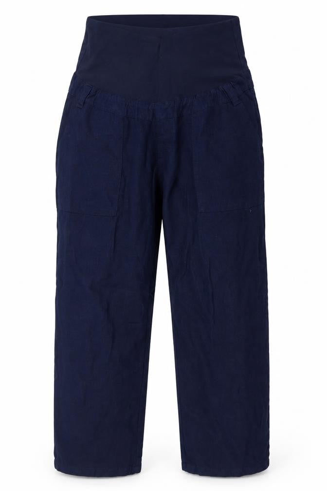 Blooming Marvellous Women Blue Linen Blend Relaxed Trousers Size 14