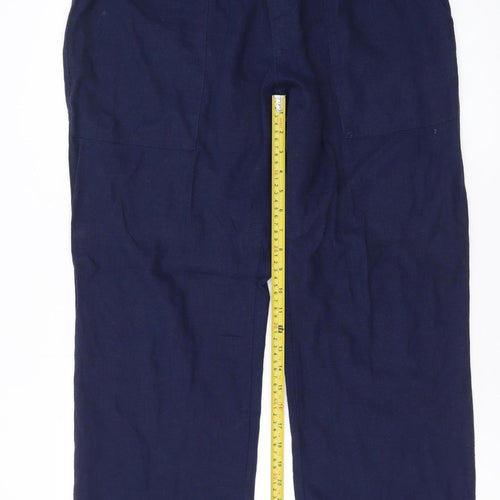 Blooming Marvellous Women Blue Linen Blend Relaxed Trousers Size 14
