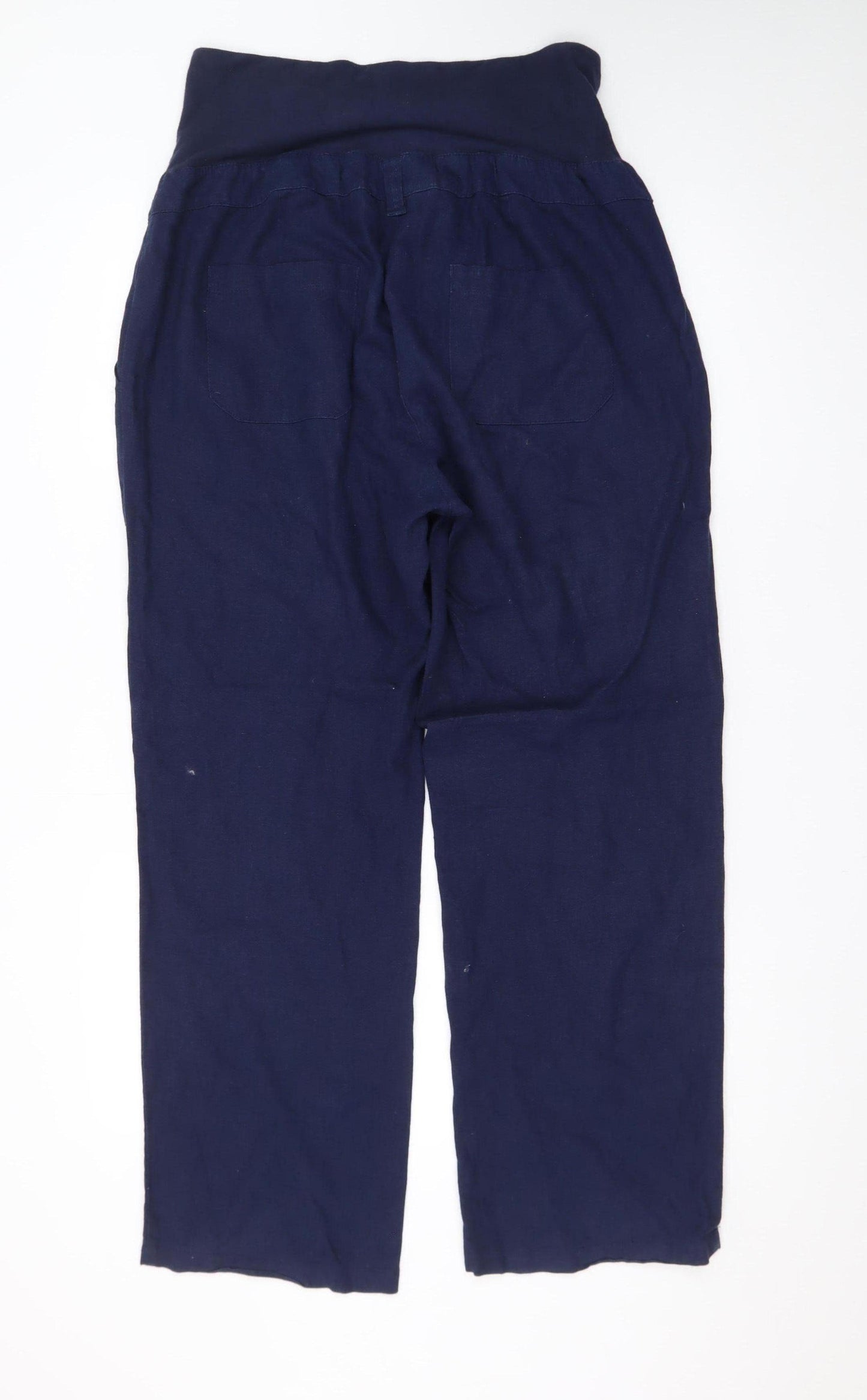 Blooming Marvellous Women Blue Linen Blend Relaxed Trousers Size 14