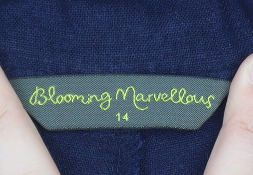 Blooming Marvellous Women Blue Linen Blend Relaxed Trousers Size 14