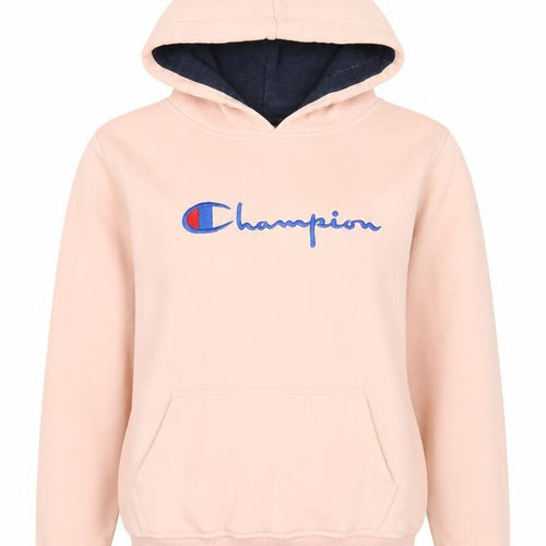 Champion Womens Pink Pullover Hoodie L Embroidered Logo Cotton Blend