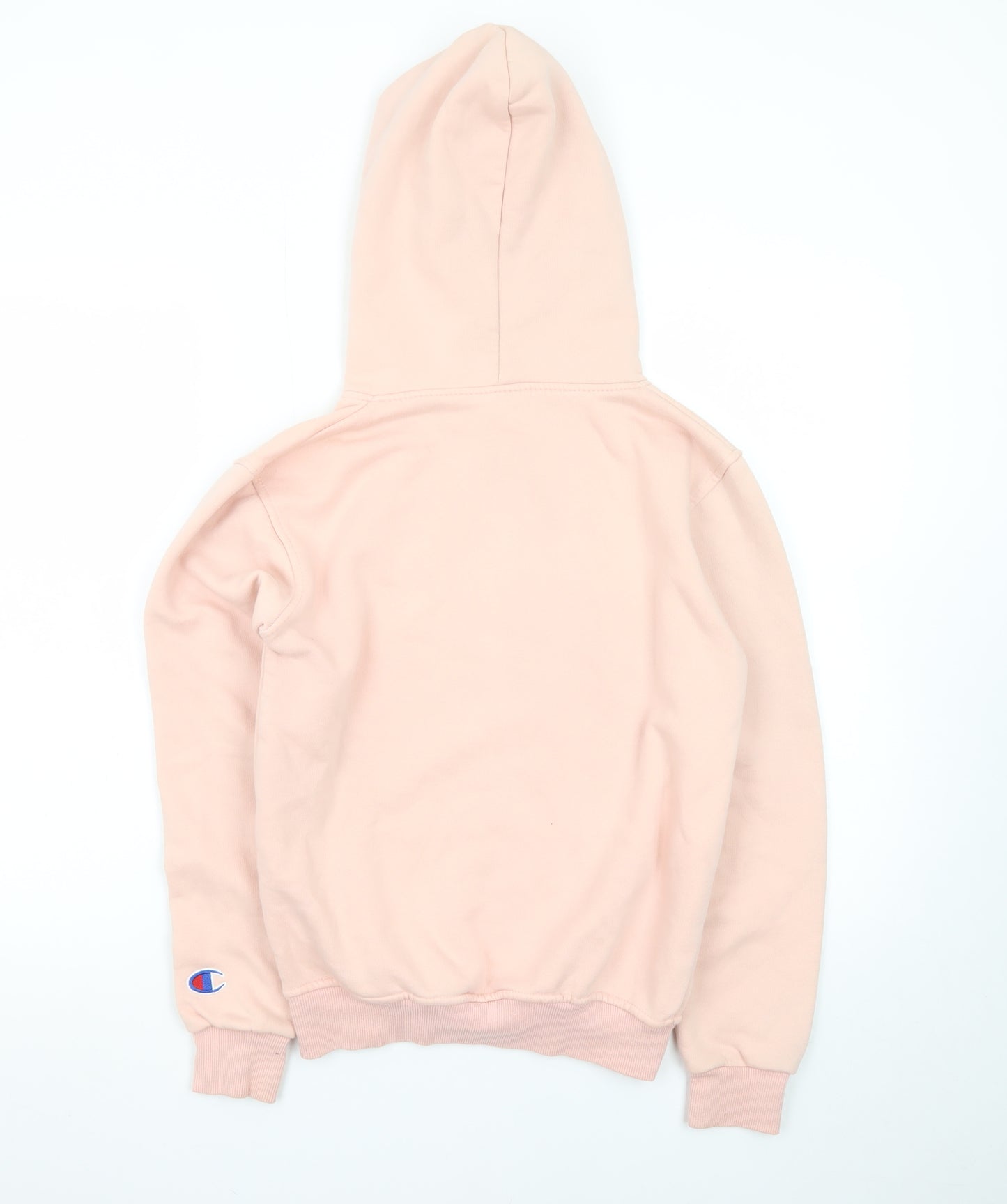 Champion Womens Pink Pullover Hoodie L Embroidered Logo Cotton Blend