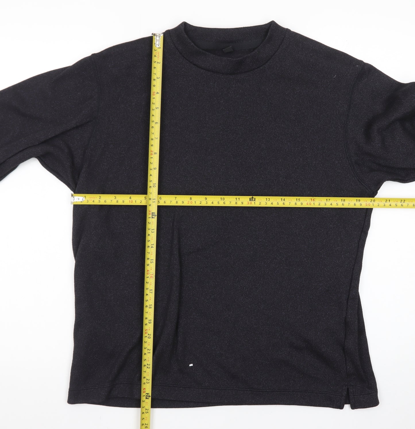 Uniqlo Men's Black Long Sleeve Crew Neck Polyester T-Shirt Size L