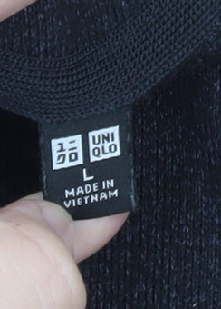 Uniqlo Men's Black Long Sleeve Crew Neck Polyester T-Shirt Size L