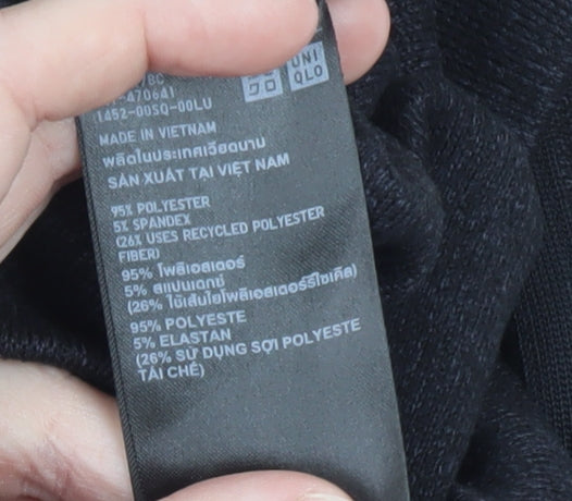 Uniqlo Men's Black Long Sleeve Crew Neck Polyester T-Shirt Size L