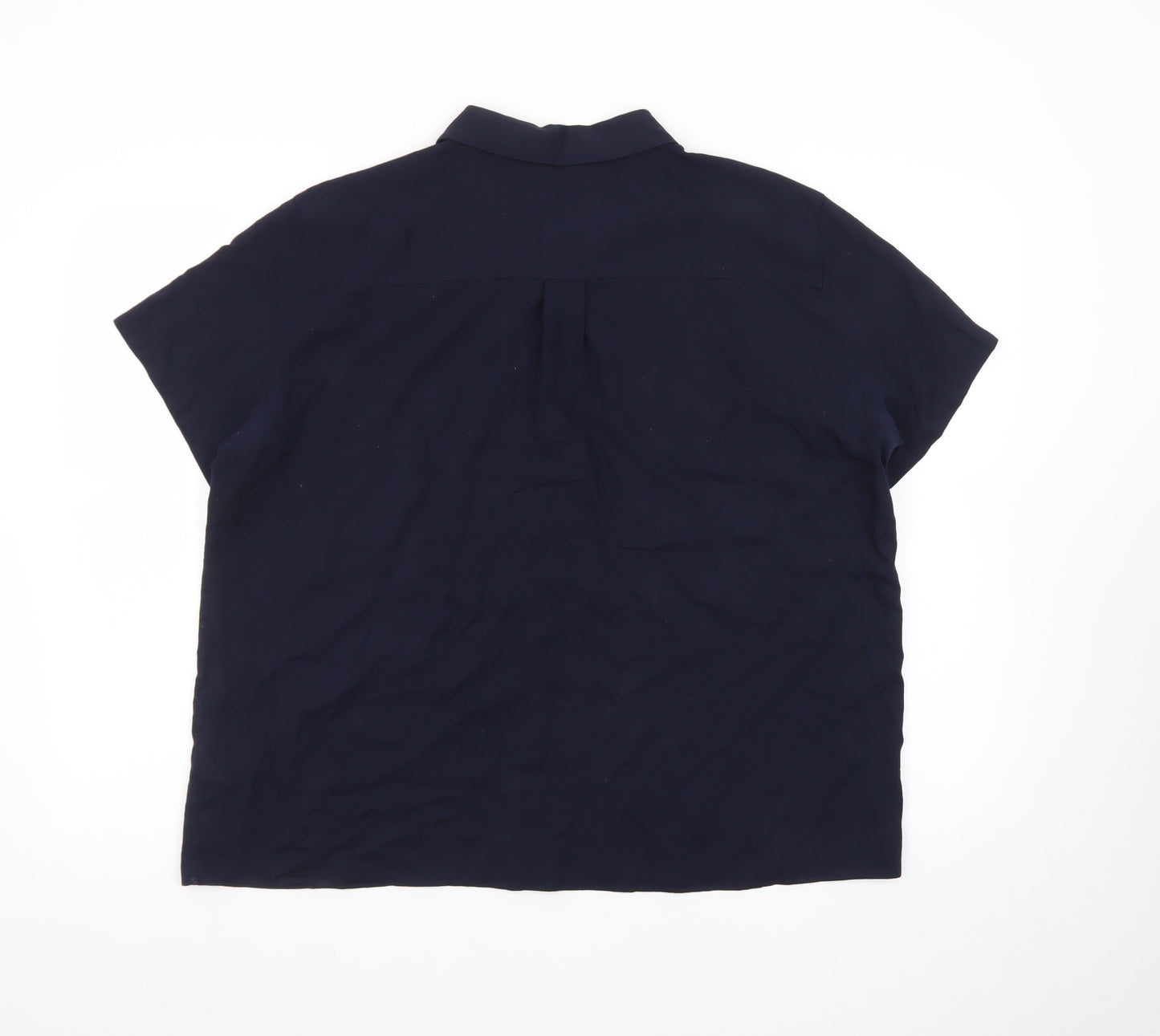 UNIQLO Women’s Navy Blue Short Sleeve Collared Button-Up Shirt L