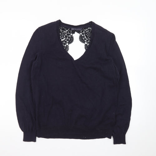 Marks and Spencer Women’s Black Lace V-Neck Cotton Jumper Size 14