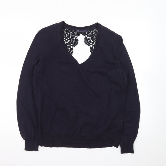 Marks and Spencer Women’s Black Lace V-Neck Cotton Jumper Size 14