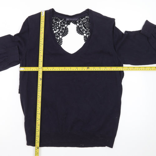 Marks and Spencer Women’s Black Lace V-Neck Cotton Jumper Size 14