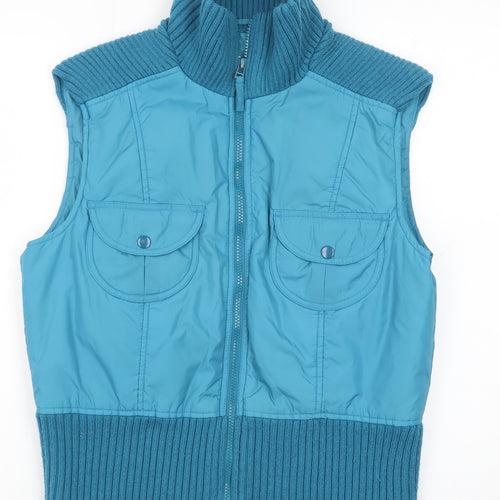 ALIBI Women Blue Size 14 Sleeveless Puffer Waistcoat