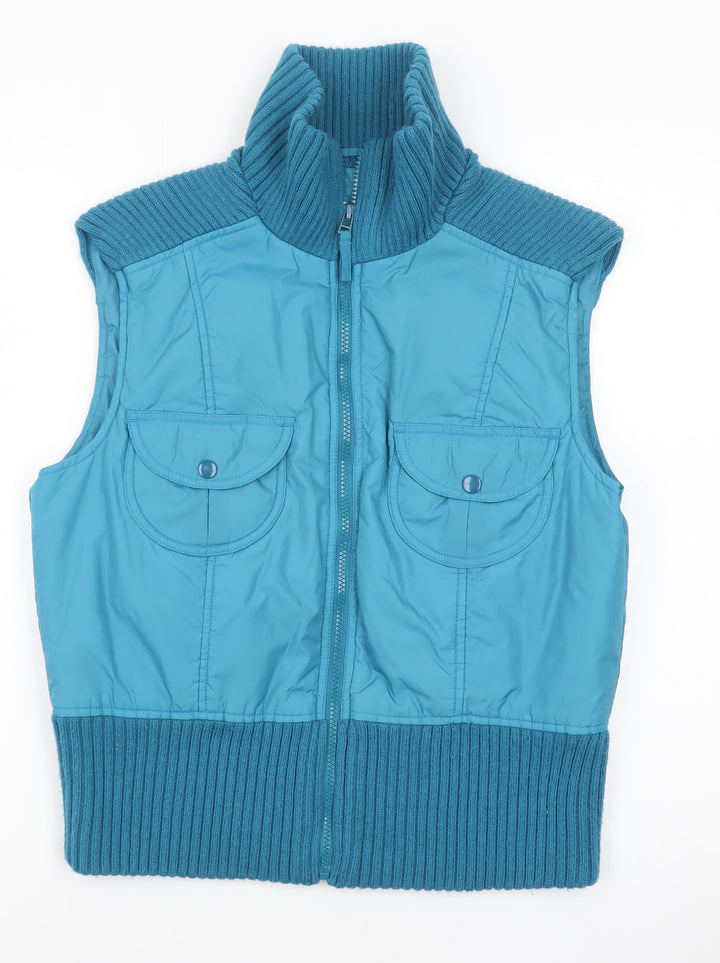 ALIBI Women Blue Size 14 Sleeveless Puffer Waistcoat