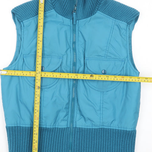 ALIBI Women Blue Size 14 Sleeveless Puffer Waistcoat
