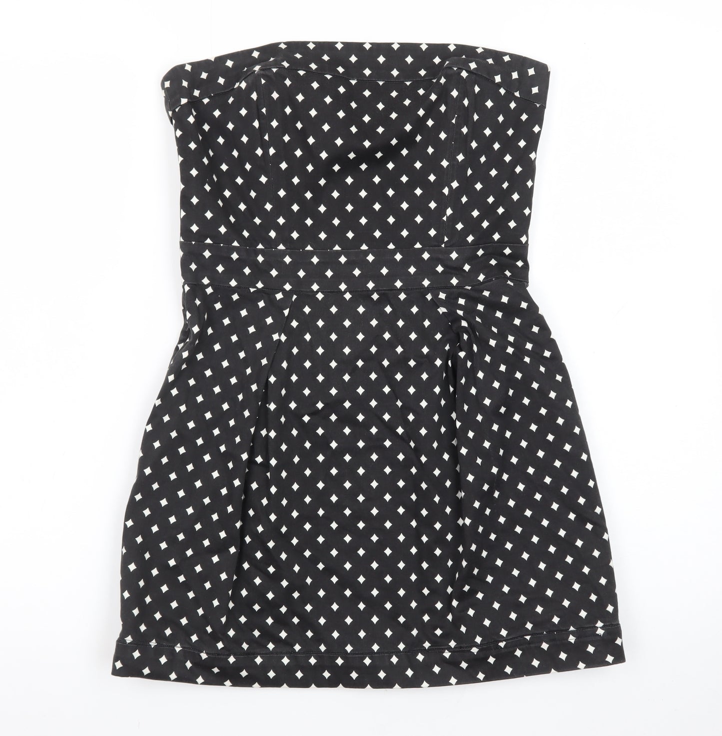 French Connection Women Black Size 10 Strapless Geometric Short Dress