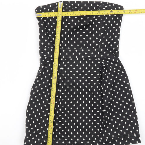 French Connection Women Black Size 10 Strapless Geometric Short Dress