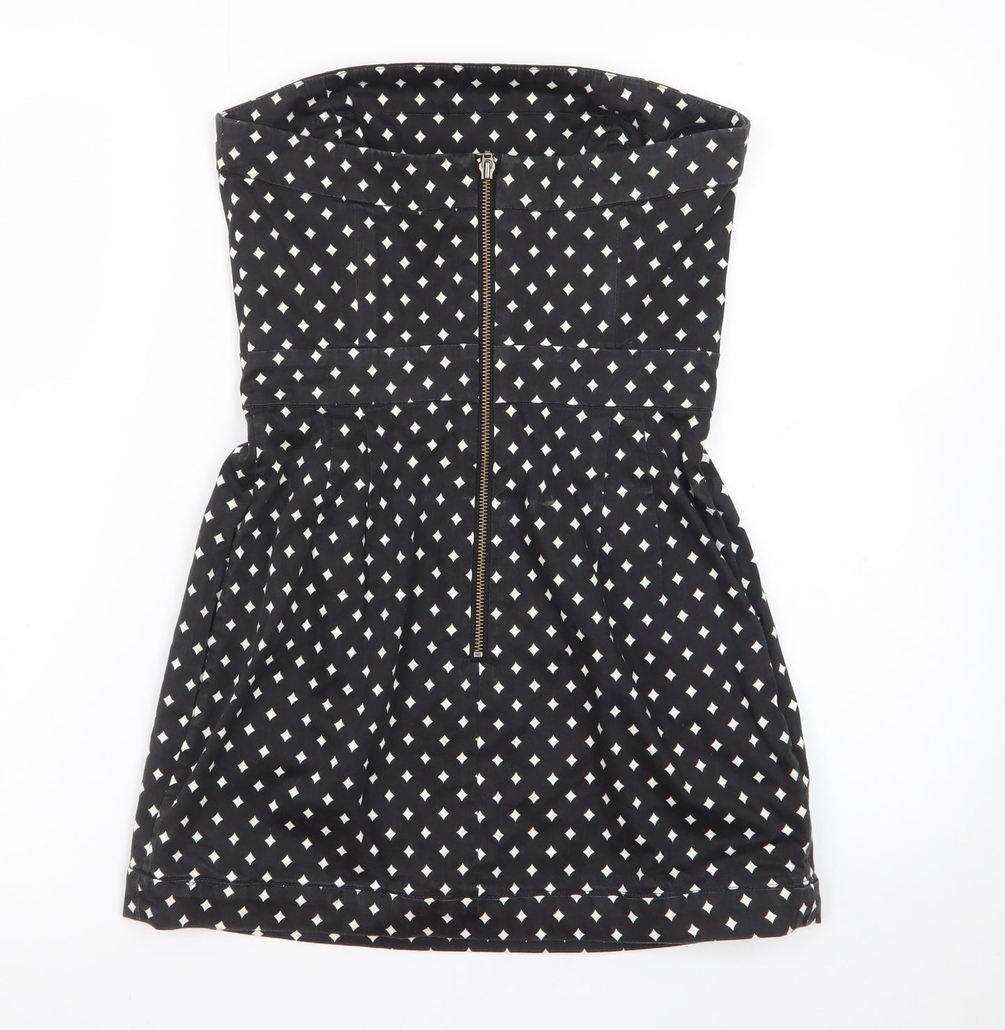 French Connection Women Black Size 10 Strapless Geometric Short Dress
