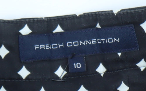 French Connection Women Black Size 10 Strapless Geometric Short Dress