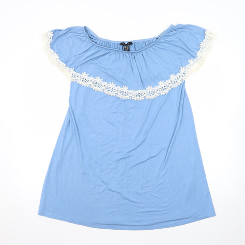 New Look Women Blue Off Shoulder Short Jersey Dress Size 10