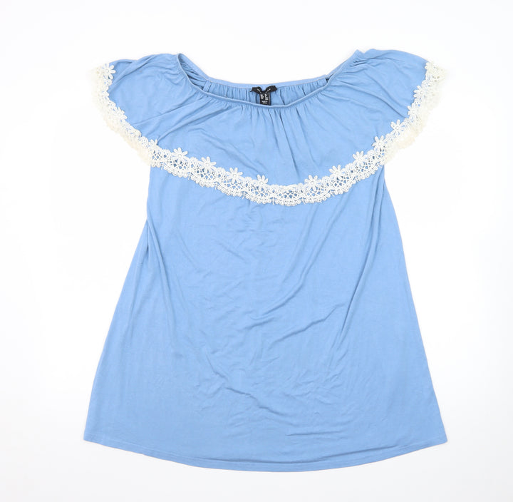 New Look Women Blue Off Shoulder Short Jersey Dress Size 10