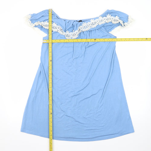 New Look Women Blue Off Shoulder Short Jersey Dress Size 10