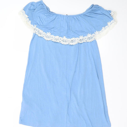 New Look Women Blue Off Shoulder Short Jersey Dress Size 10