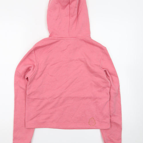 Adidas Womens Pink XS Pullover Hoodie Logo Print Cotton Blend