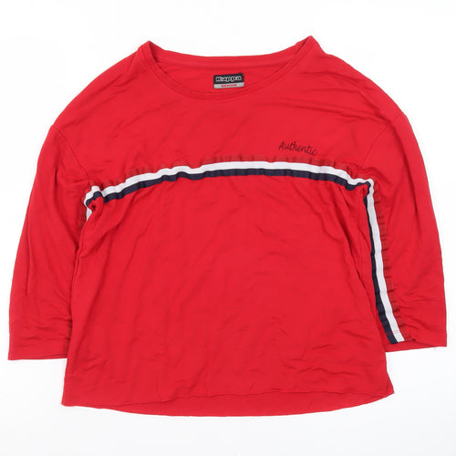 Kappa Women Red Jersey 3/4 Sleeve Crew Neck T-Shirt M