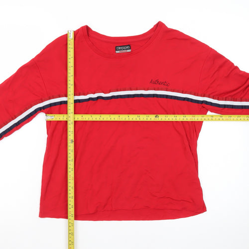Kappa Women Red Jersey 3/4 Sleeve Crew Neck T-Shirt M