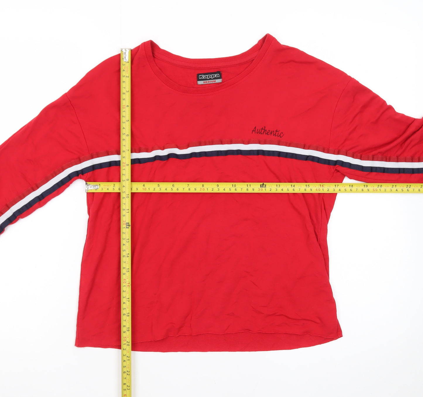 Kappa Women Red Jersey 3/4 Sleeve Crew Neck T-Shirt M