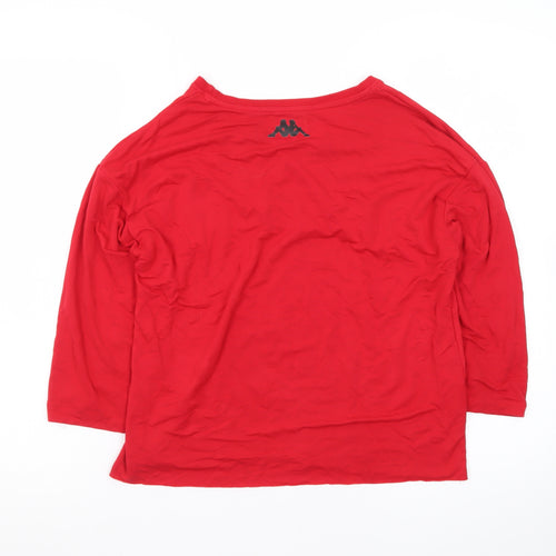 Kappa Women Red Jersey 3/4 Sleeve Crew Neck T-Shirt M