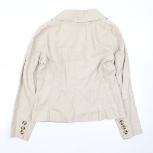 Antoni & Alison Women Beige Linen Blazer UK 14 Classic Buttoned Jacket