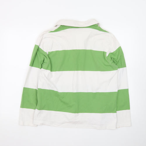 Marks and Spencer Womens Green White Striped Collared Long Sleeve Top Size 18