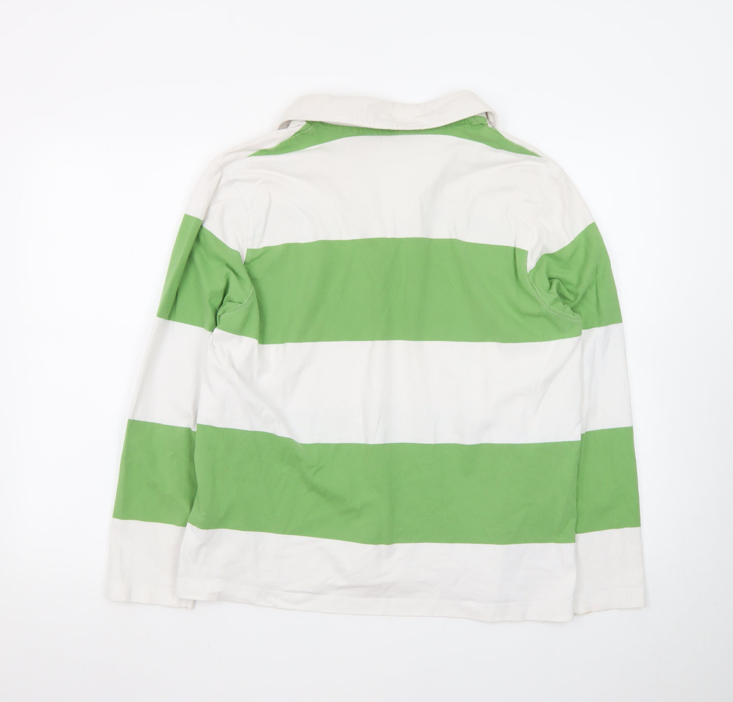 Marks and Spencer Womens Green White Striped Collared Long Sleeve Top Size 18