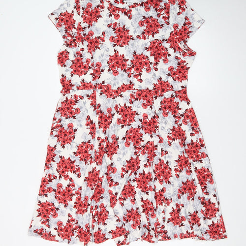 BHS Women’s Red Floral Fit & Flare Petite Dress Size 20