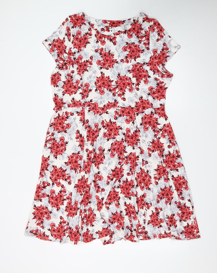 BHS Women’s Red Floral Fit & Flare Petite Dress Size 20