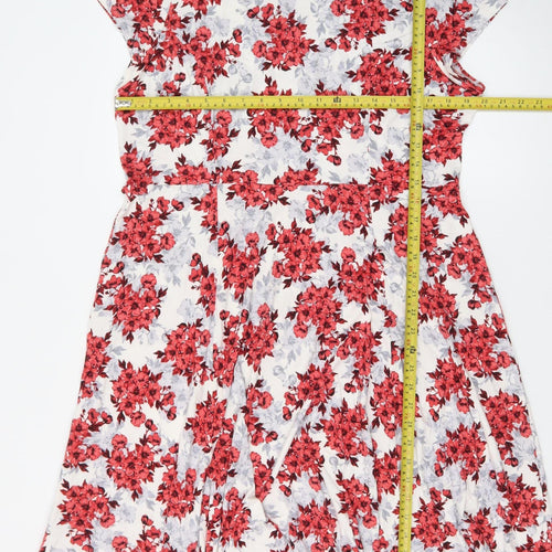 BHS Women’s Red Floral Fit & Flare Petite Dress Size 20