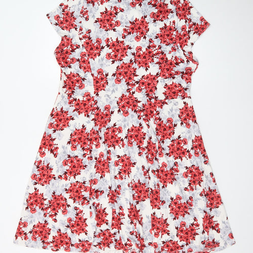 BHS Women’s Red Floral Fit & Flare Petite Dress Size 20