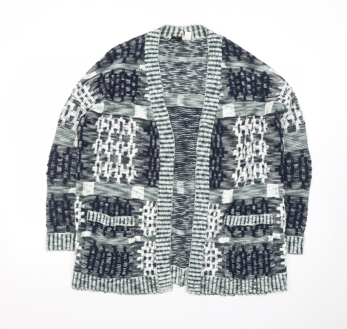 BDG Women Black White Knit Cardigan Small Open Front Patterned