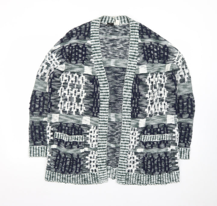 BDG Women Black White Knit Cardigan Small Open Front Patterned