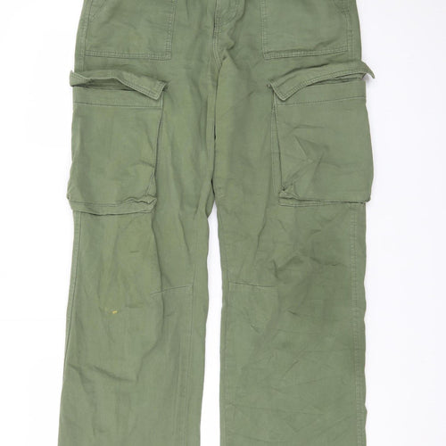 Bershka Women’s Green Cargo Jeans Size 8 Relaxed Fit