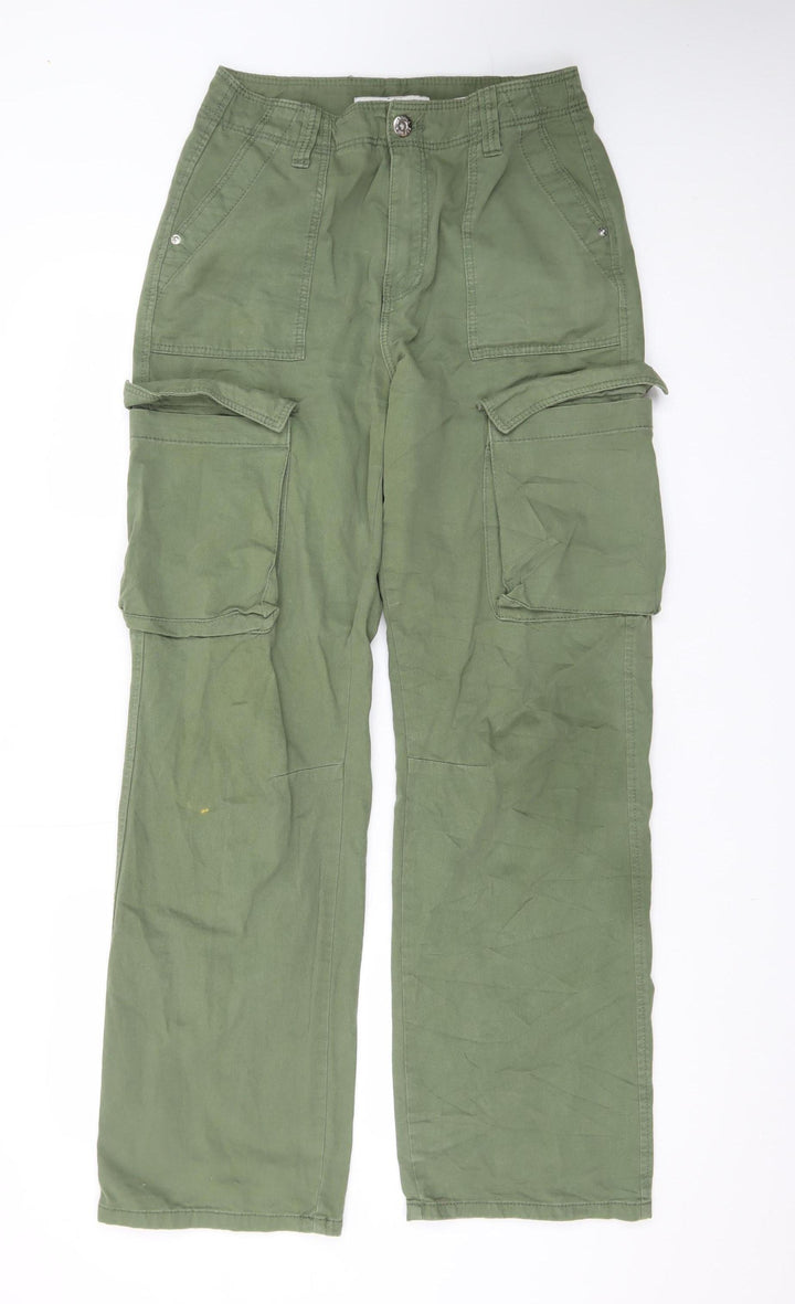 Bershka Women’s Green Cargo Jeans Size 8 Relaxed Fit