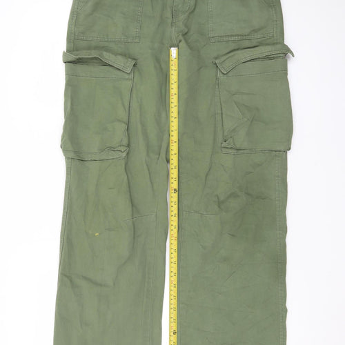 Bershka Women’s Green Cargo Jeans Size 8 Relaxed Fit