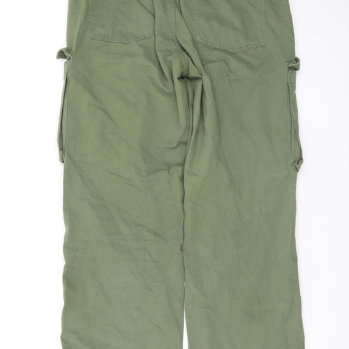 Bershka Women’s Green Cargo Jeans Size 8 Relaxed Fit