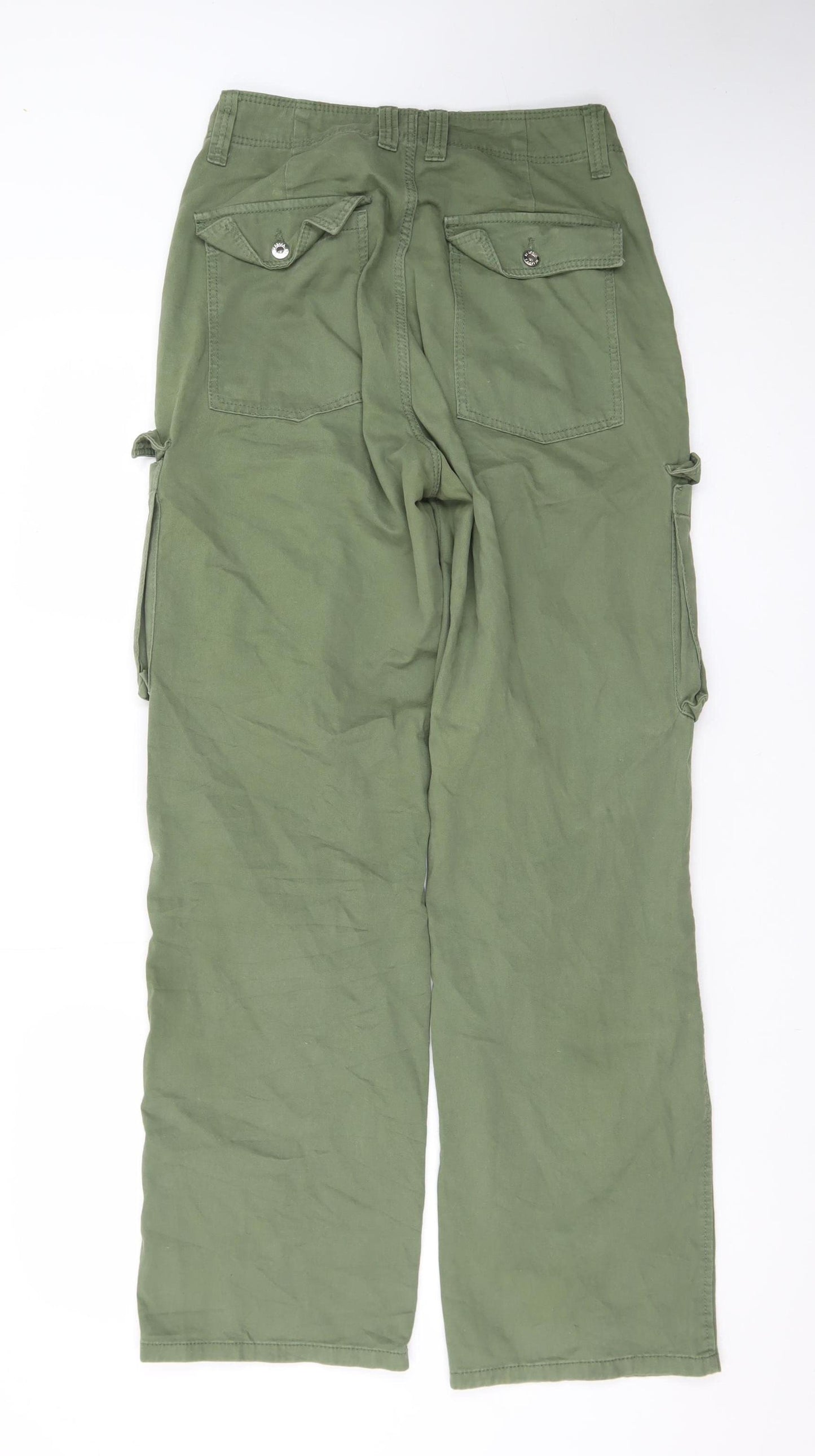 Bershka Women’s Green Cargo Jeans Size 8 Relaxed Fit
