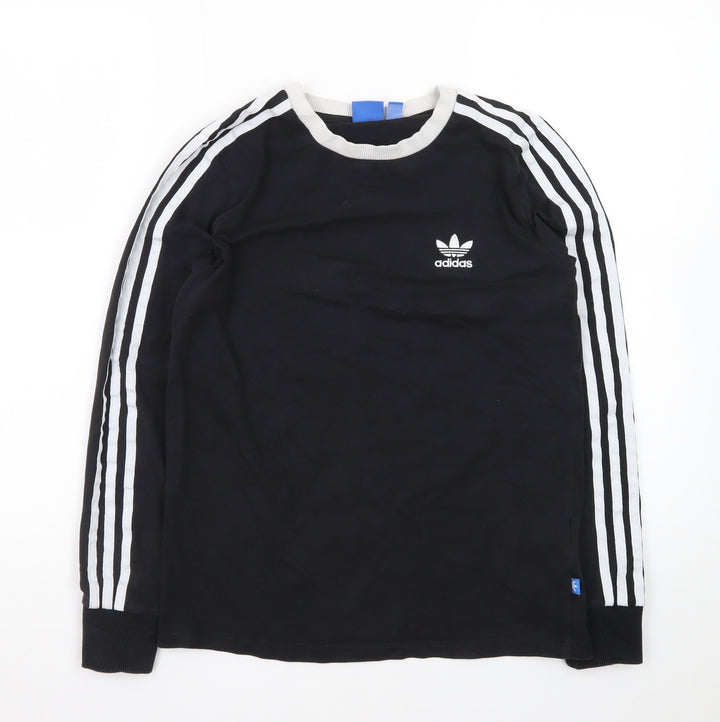 Adidas Women Black Long Sleeve Jersey Top Size 10 Casual Sportswear
