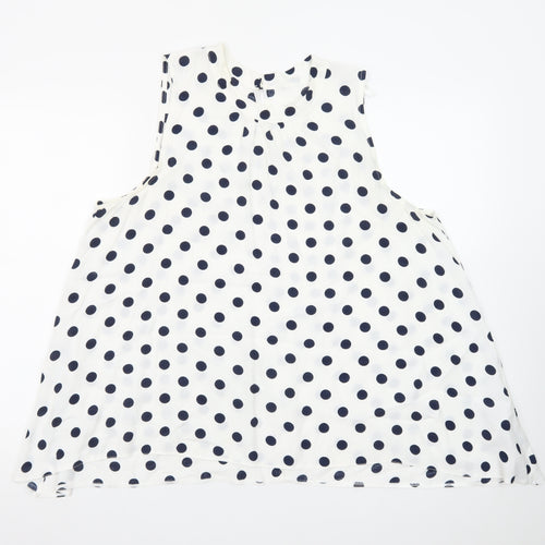 Debenhams Women White Polka Dot A-Line Sleeveless Dress Size 18