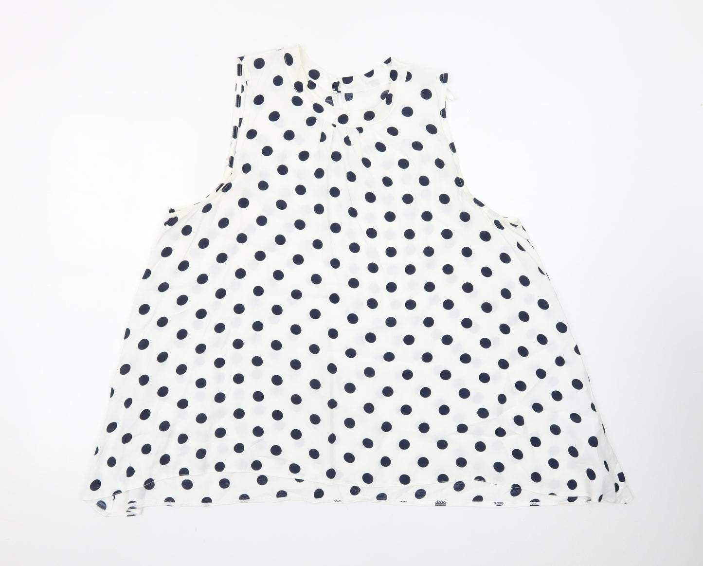Debenhams Women White Polka Dot A-Line Sleeveless Dress Size 18