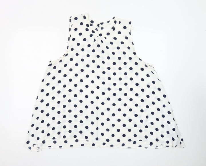 Debenhams Women White Polka Dot A-Line Sleeveless Dress Size 18
