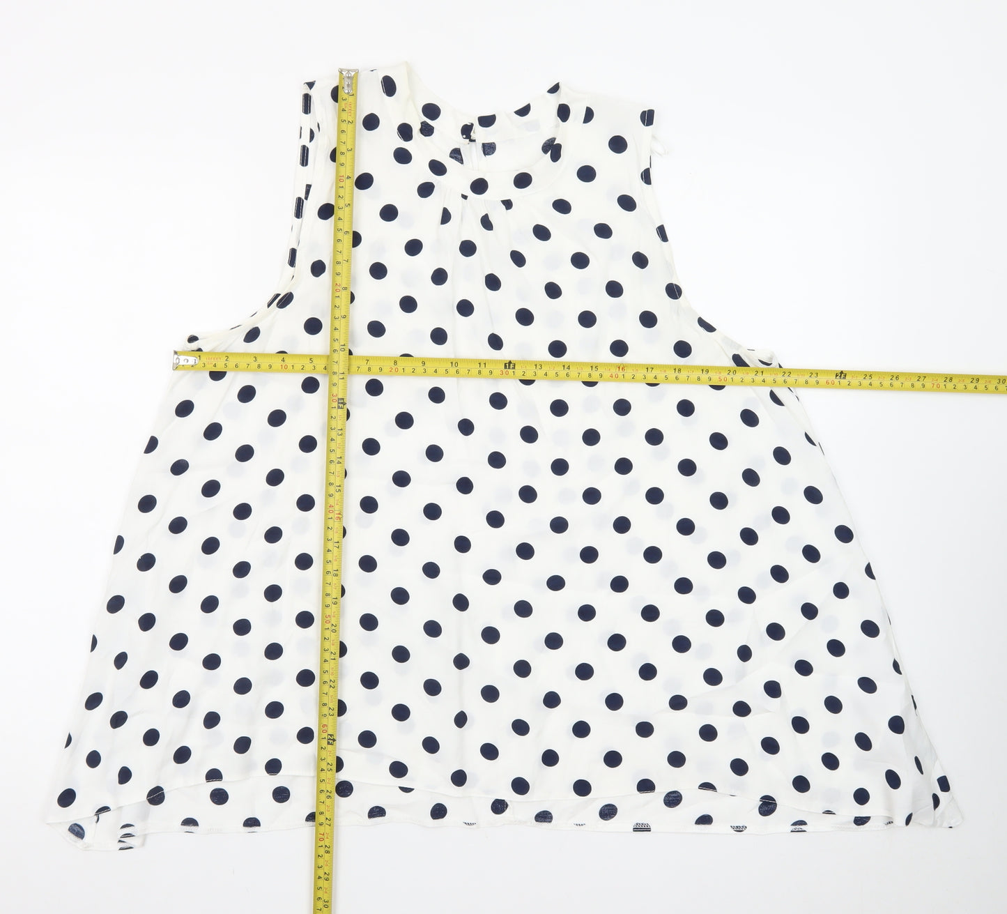 Debenhams Women White Polka Dot A-Line Sleeveless Dress Size 18