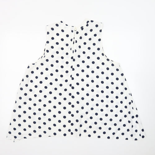Debenhams Women White Polka Dot A-Line Sleeveless Dress Size 18