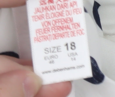Debenhams Women White Polka Dot A-Line Sleeveless Dress Size 18